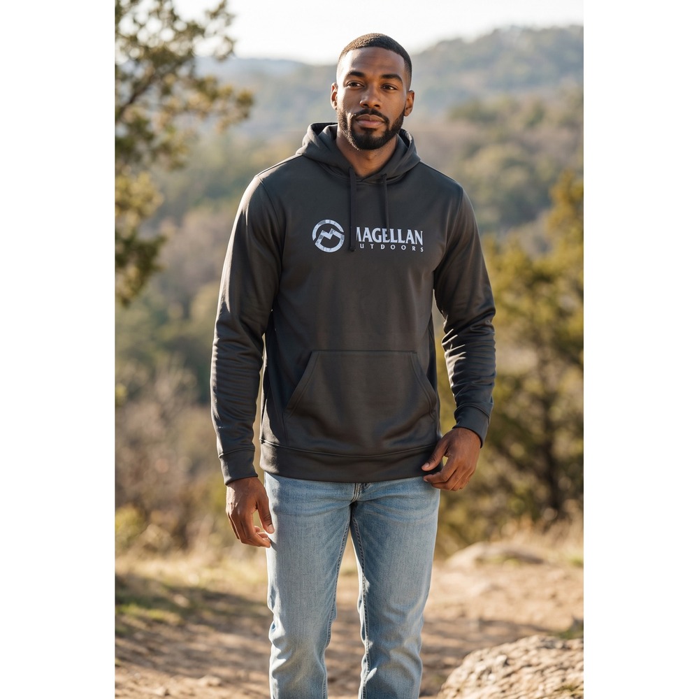 Magellan Outdoors Mens MagWick Hoodie Black Loose Fit Pullover Medium